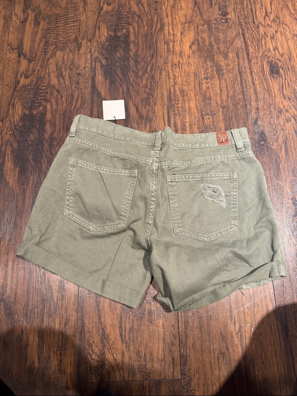 Olive Ripped Cuffed Women’s Jean Shorts - Picture 3 of 3